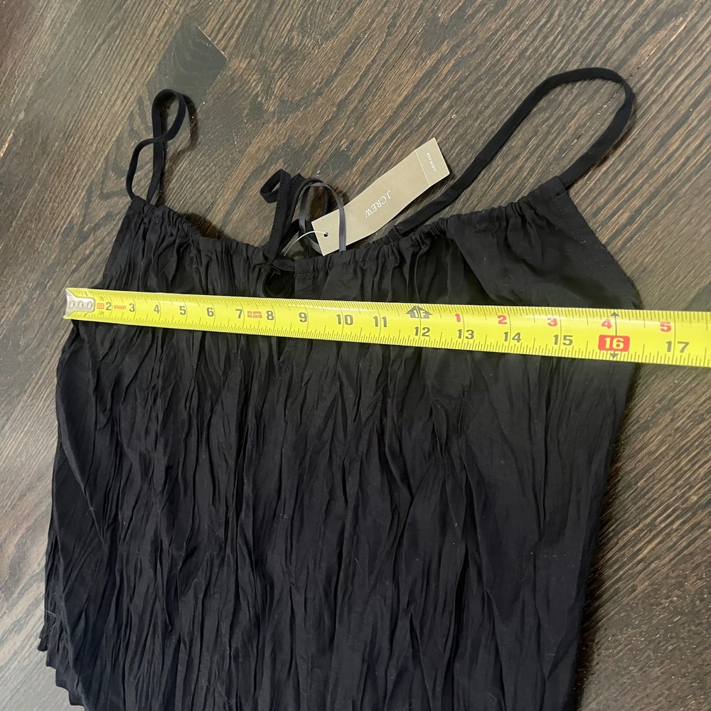 J.Crew Crinkled Tank Top Women XS Black Tie-Front Camisole Minimalist Whimsigoth - Picture 7 of 8